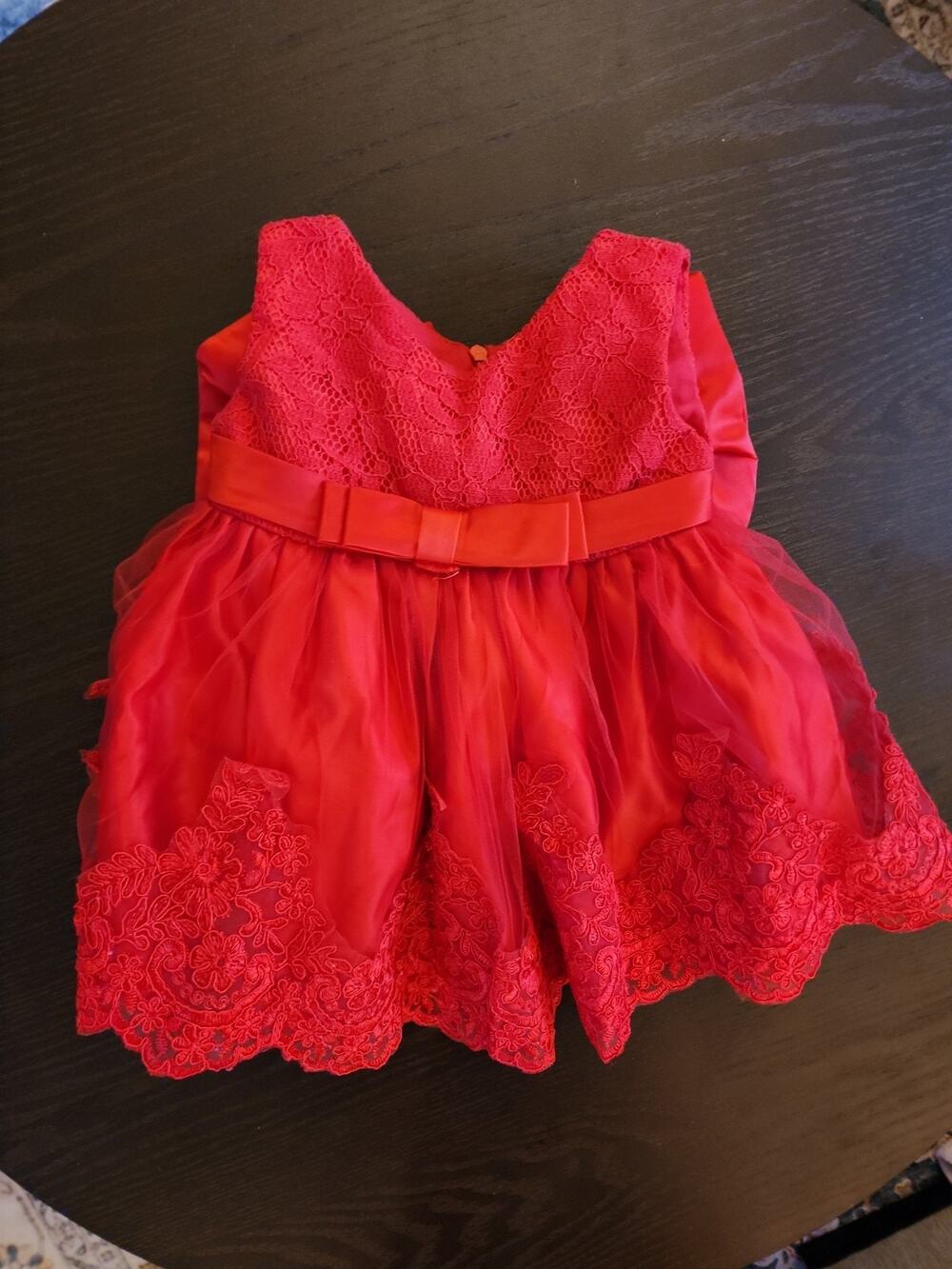 Baby Girl 3Mo Dress Size 3 Month Red Lace Dress With Bow